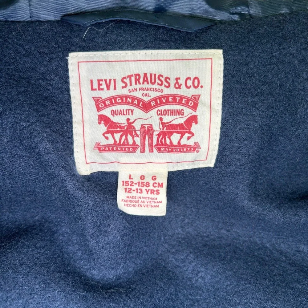 Levi's Kids Puffer Jacket Hooded Blue Red White L‎ (12-13) Boys Girls Coat